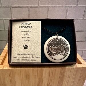Porcelain Snow Leopard pendant